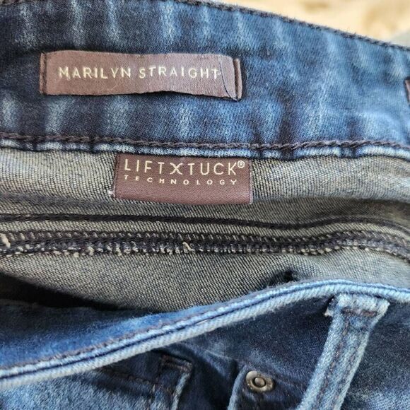 NYDJ Womens Blue Denim Lift X Tuck Marilyn Straight Jeans Medium Wash Size 14 - Picture 9 of 12